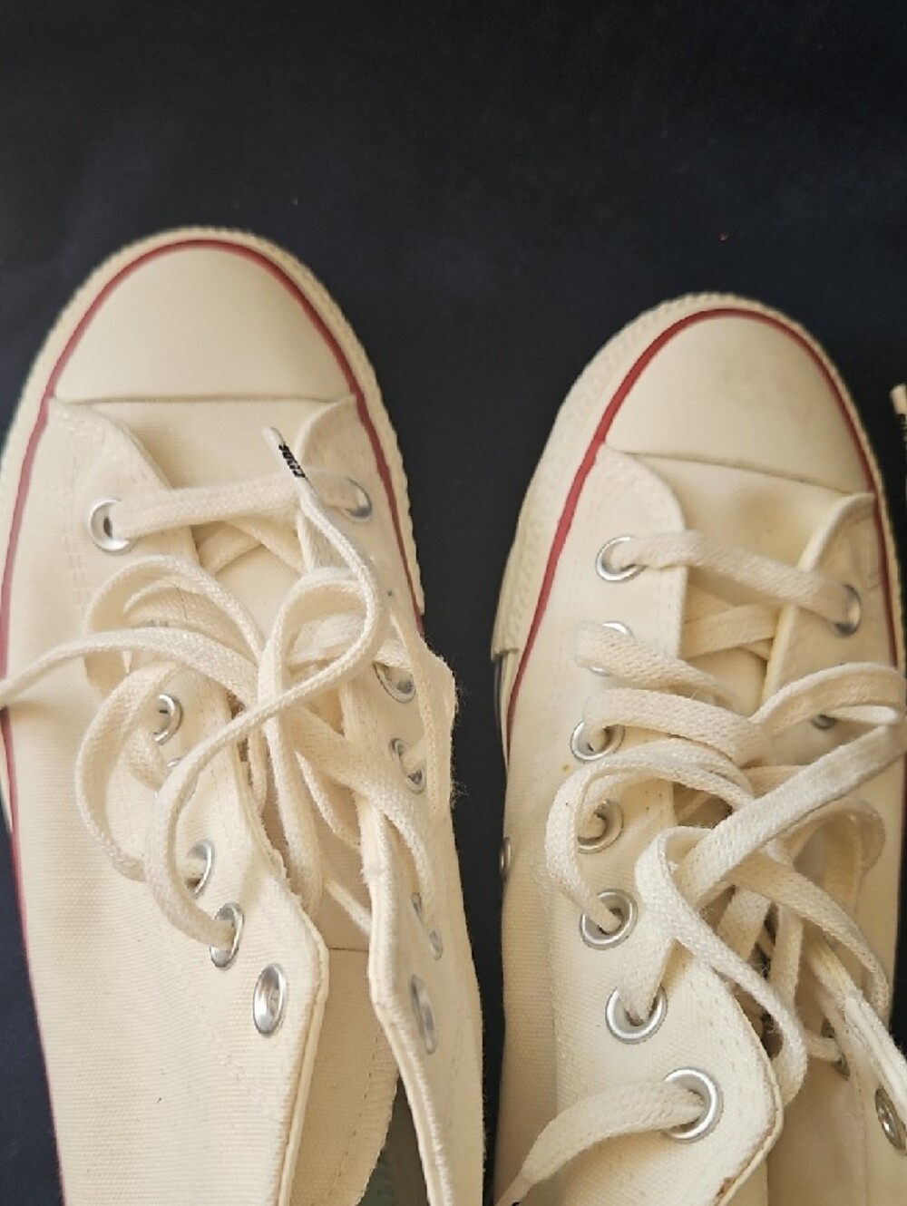 Converse All Star High Top Sneakers - Cream with Red & Blue Trim - Picture 4 of 4